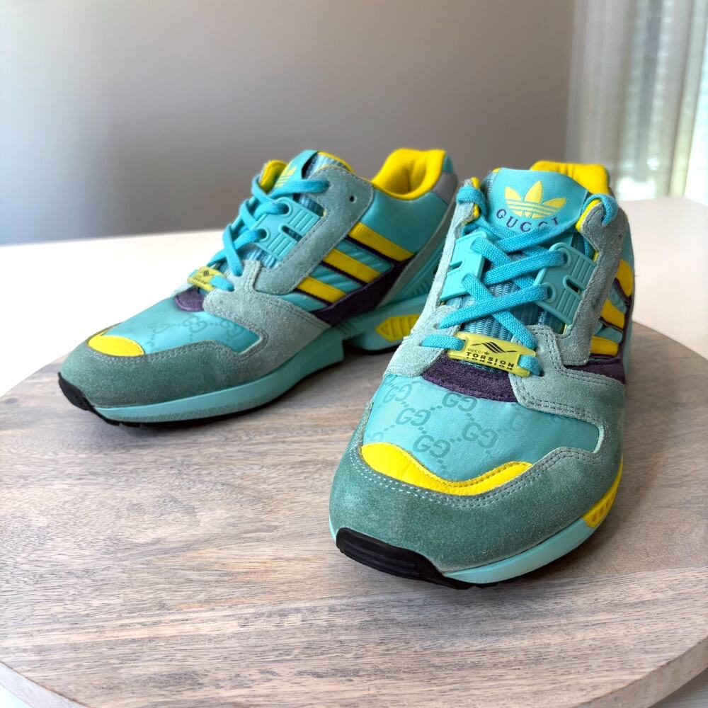 Gucci x Adidas ZX 8000 Aqua GG Monogram Low Top Athletic Sneakers US Size 6.5